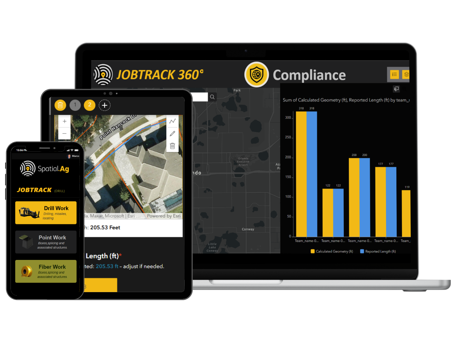 JobTrack360 running on desktop, tablet, and mobile devices